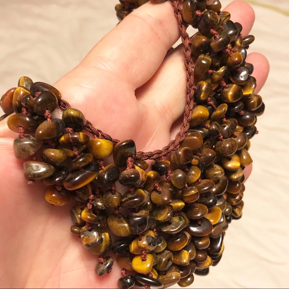 Host pick 🎉🎉 Tiger’s Eye Cascade Bib Knotted Necklace 19” - Picture 8 of 12